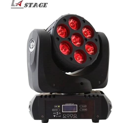 Free Shipping 7*12W Rgbw 4in1 LED Moving Head Beam Light Stage Christmas Party Lumiere Laser Show Disco Dj DMX Lamp Light