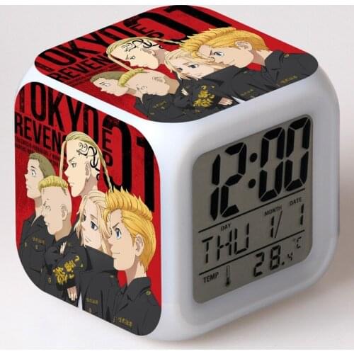 Tokyo Revengers Anime Figure Alarm Clock LED Colorful Touch Night Light PVC Cartoon Model Toys