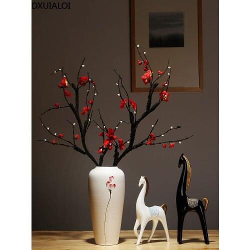 Ceramic vase white new Chinese style study room living room simulation dry flower arrangement set decoration home accessories