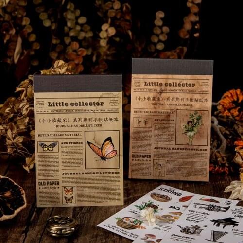 Yoofun 20 sheets Vintage Little Collector Paper Diary Sticker for Journal Scrapbooking Decoration Retro Label DIY
