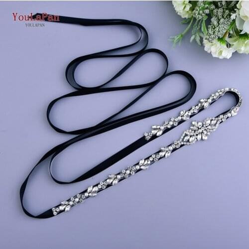 YouLaPan S09 Silver Crystal Rhinestones Bridal Belt Silver Diamond Bridal sash For Wedding Gown Diamond Bridal Belt Sashes