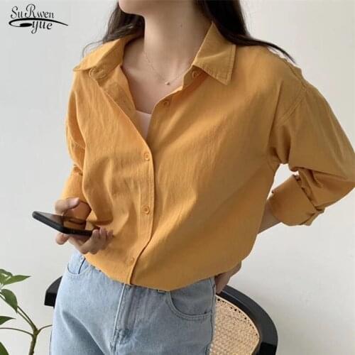 Autumn Loose Women Blouse Long Sleeve Woman Shirt Solid Korean Top Button Elegant Office Lady Clothing New Chemisier Femme 10320