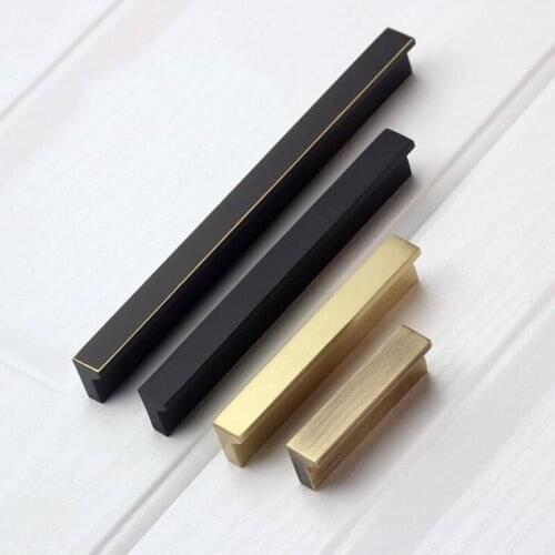 1PC Modern Solid Brass Cabinet Door Wardrobe Knob Handles Dresser Cupboard Drawer Gold Black Pulls Diy Furniture
