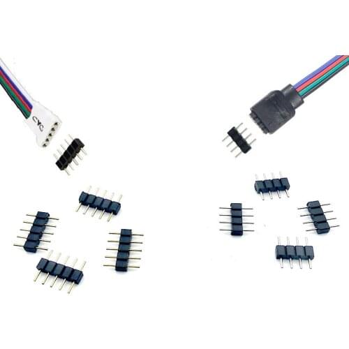 100pc 4 Pin RGB /5PIN RGBW Connector Adapter pin needle male type double For RGB /RGBW 5050 3528 LED Strip light led accessories