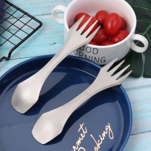 2PCS 99%Pure titanium outdoor camping titanium tableware home tableware spoon fork knife three in one