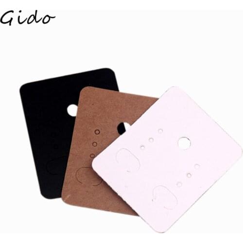 50pcs DIY Black Paper Jewelry Stud Earring Tag Card White/Black/Brown Color Cardboard Small Cute Earring Display Card Tag