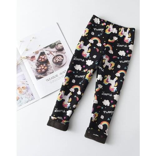 Keelorn Kids Girl Leggings Girl Winter Autumn Thick Warm Long Pants Boys Girls Cartoon Print Plus Velvet Trousers