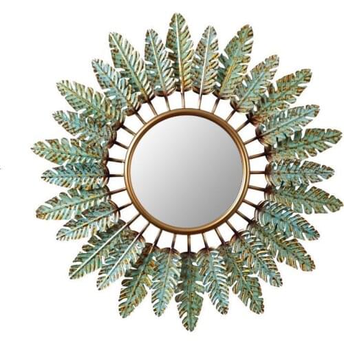 European Wrought Iron Decorative Mirror Wall Hanging Decoration Crafts Hotel Livingroom Corridor Wall Sticker Mural Ornamentss