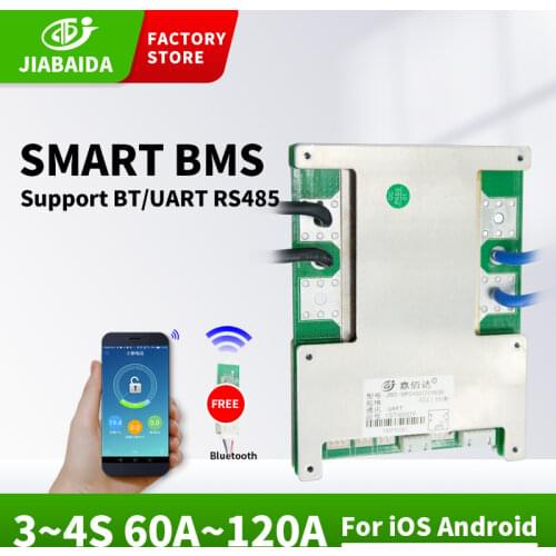 JBD Smart Bms 4S lifepo4 12V 3S Balance Board Same Port Protection 60A 80A 100A 120A Lithium Battery With Bluetooth