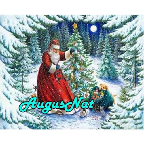 Santa claus diamond painting christmas trees card daimont embroidery picture winter snow diamant mosaic stickers diamand art