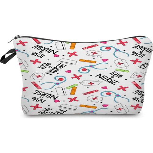 Nurse Printing Cosmetic Bag Women Cartoon Storage Bag Casual Travel Pouch Makeup Bag Love Child Mini Pencil Case Custom Pattern
