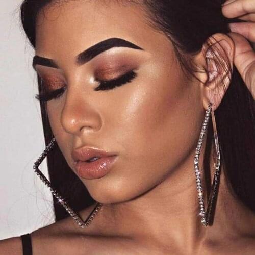 Exaggerate Big square earrings womens diamond earrings Simple Party Large Rectangle Loop Earrings for Women Jewelry