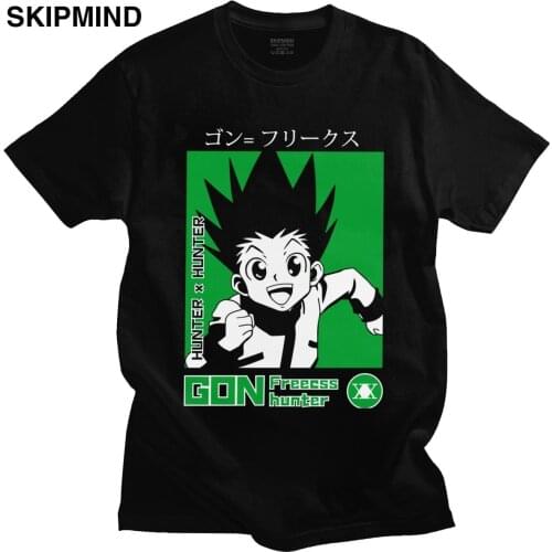 Trendy Men T Shirt Hunter X Hunter Short Sleeved Cotton Tee Round Neck Leisure Gon Freecss T-shirt Japanese Manga Anime Tshirt