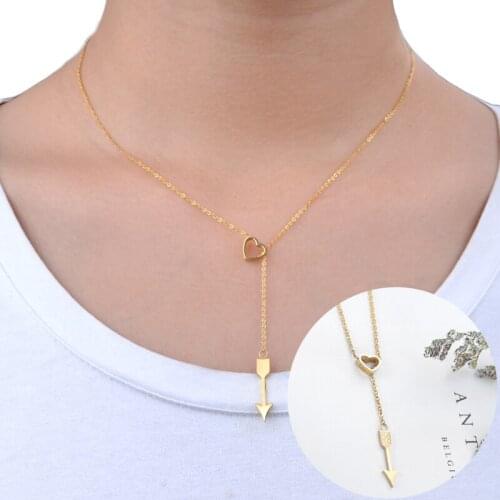 Fashion Necklaces Heart love with anchor Pendants Necklace Gold/Sliver/Rose Gold Stainless Steel Choker Necklace Women Jewelry