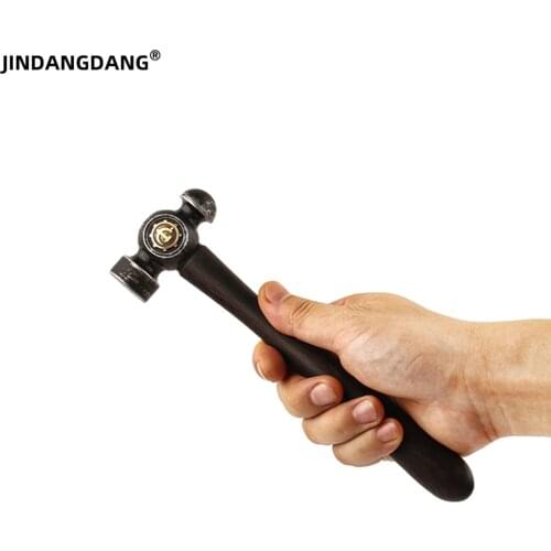 EDC High Carbon Steel Double Round Head Hammer With Wooden Handle, Leather Carving Hammer, Metalworking And Woodworking Tools