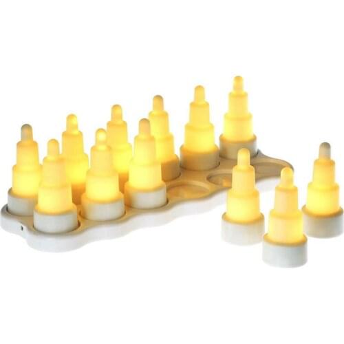Set of 12 Rechargeable Tealights Wireless Charging LED Candle Flameless Light Wedding Xmas Bar Home Party table Decor-AMBER