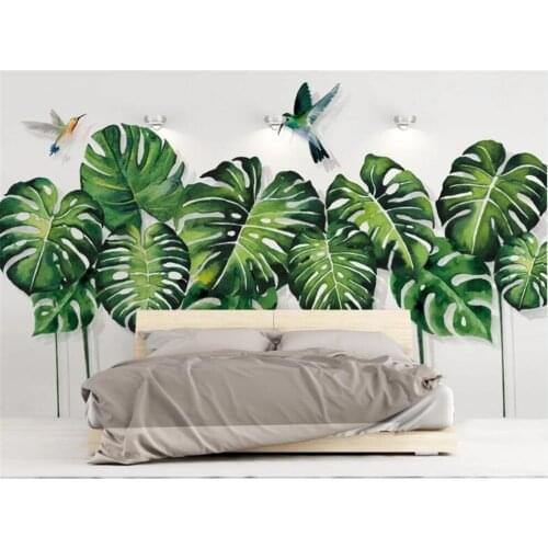 Bacal custom 3D wallpaper wall covering simple green tropical plant leave background wall painting 3d wallpapers mural decor