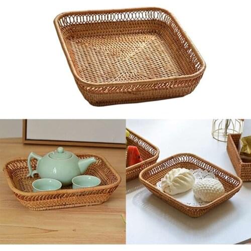 Woven Storage Basket Rattan Bread Basket Fruit Basket Serving Baskets for Home Kitchen Desk Candy Sundries Organizer