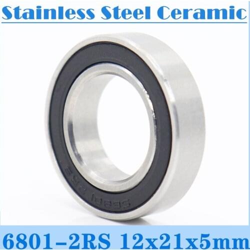 Bearings 6801 ( 1 PC ) 12*21*5mm 440C Stainless Steel Rings With Si3N4 Ceramic Balls Bearing S6801 S6801RS