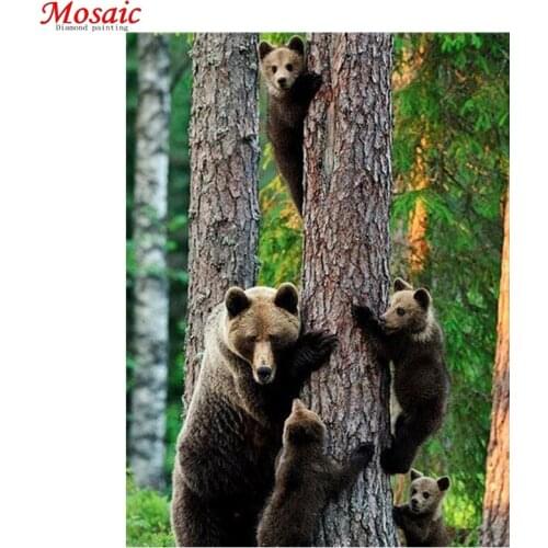 Full Square Diamond Painting Bear Diamond Embroidery Animal Pictures Rhinestone Mosaic Cross Stitch Home Decor