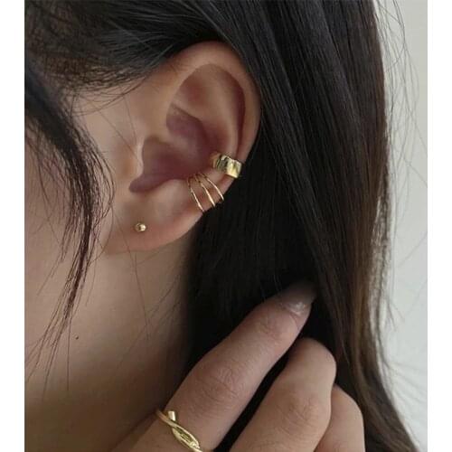 2pcs Fashion Gold Simple Cross Clip Earrings For Women Girls Cute Pearl Cubic Zirconia Ear Cuff Clip Without Piercing Jewerly