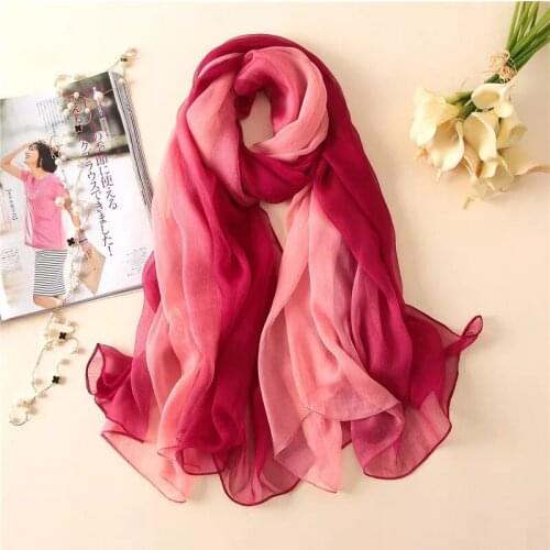 Silk scarves Lady Sunscreen Beach Shawl Women New Style Gradation Multicolor scarf Fashion silk Headscarf stole bandana