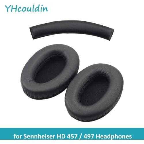 YHcouldin Replacement Ear Pads Suitable for Sennheiser HD 457 and 497 Wired Headphones Leatherette Wrinkled Skin Ear Cushions
