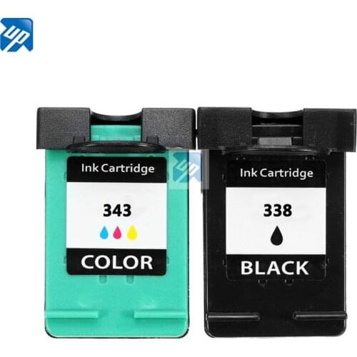 UP brand 2pk Ink Cartridge replacement For HP 338 343 PSC 1500 1510 1513 1600 1610 2300 2600 2610 Photosmart C3100 C3110 C3150