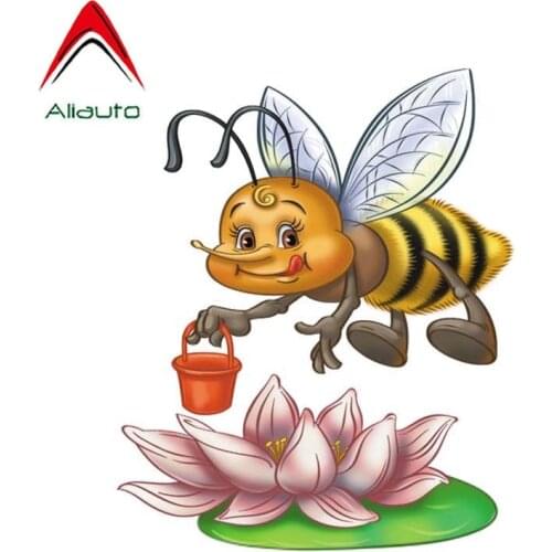 Aliauto Funny Car Sticker An Industrious Bee Decal Accessories PVC for Volkswagen Polo Ford BMW Audi.17CM*14CM