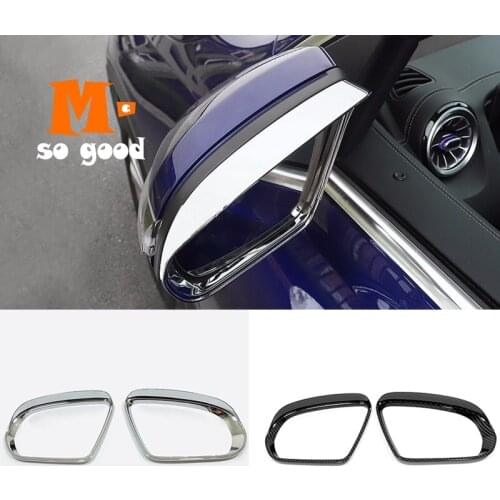 ABS Chrome/Carbon For Mercedes Benz B C E S GLB GLC Class W205 W213 Car Side Door Rearview Turning Mirror Rain Eyebrow 2pcs LHD