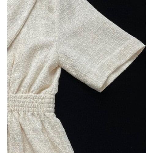 2021 Spring and Summer New Suit Collar Double-breasted Short-sleeved Dress Women Mini Dress