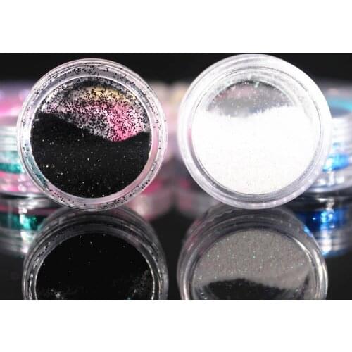 1 Box 3D Nail Glitter Powder Pigment Dust Sequins Laser Holographic Glitter Powder Manicure Too Manicure Nail Art Decorations