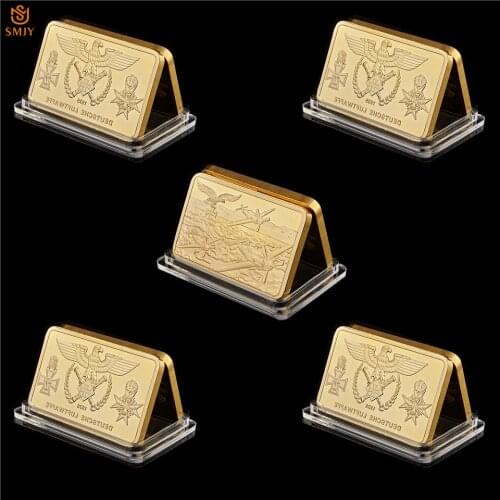 5Pcs 1935 WW II Deutsche Luftwaffe Challenge Bar German Self-Use Eagle Cross Gold Metal Commemorative Coin Collectibles