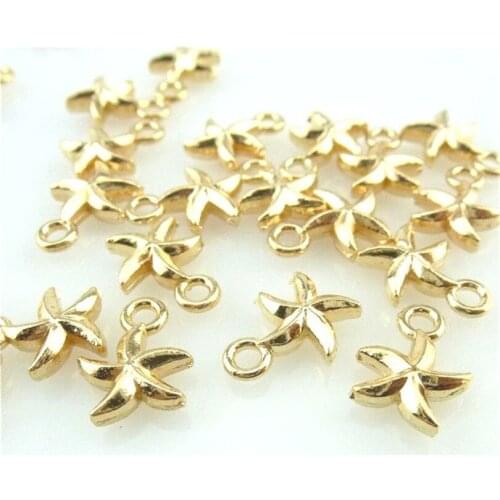 50pcs Gold Color 11*8mm Starfish Charms Pendant For Jewelry Making Bracelet Vintage 14032