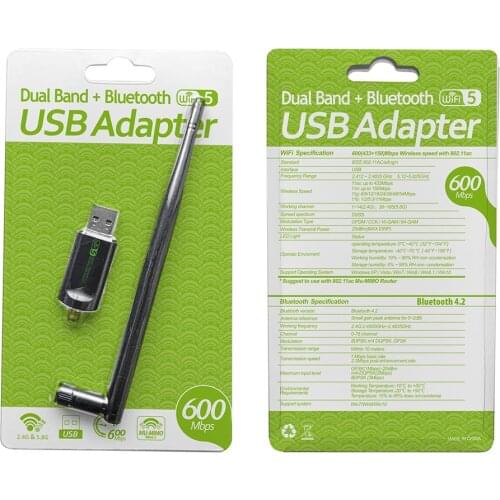 JCKEL 600Mbps Wifi Adapter USB Antenna Receiver Dongle Ethernet Dual Band 2.4G&5GHz Free Driver 802.11.AC Wireless Network Card