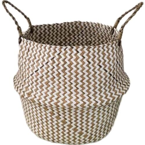 Home Storage Hand-Woven Rattan Wicker Basket Hanging Vase Flower Planter Basket Storage Decoration