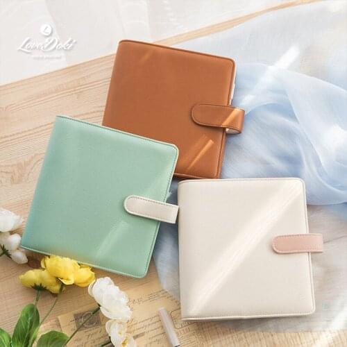 Lovedoki A6 Wide Binder Journal Notebook HBXWA5 Square Loose Leaf NoteBook Light Soft PU Cover Cute Diary Agenda Planner