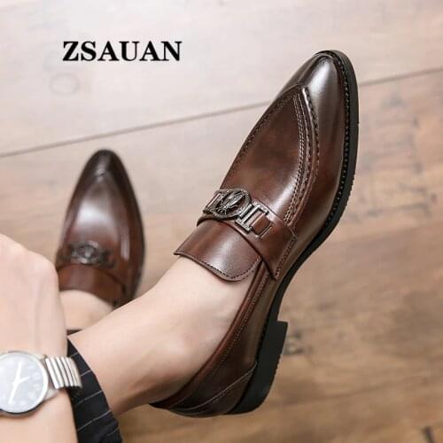 ZSAUAN Britain Pointy Men Dress Shoes Casual Arder Fashion Korean Men Penny Loafers