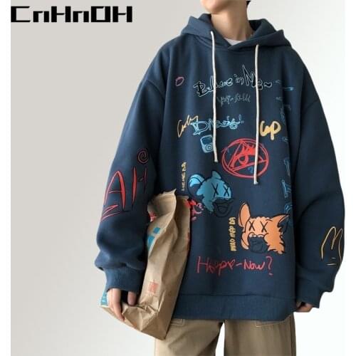 CnHnOH Graffiti Hoodies Mens Hooded Tee Hip-Hop Spring And Autumn Hip-Hop Loose Chic All-Match Japanese Autumn Coat SK-Y605