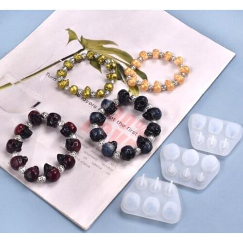 DIY Skull Head Bracelet Beads Silicone Mould Crafts Jewelry Making Tool Crystal Epoxy Resin Mold