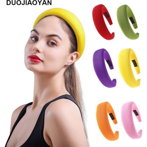 DUOJIAOYAN Retro Candy color Fabric Headband Thick Sponge Hairband Ladies Headwear Girls Headpiece Women Hair Accessories