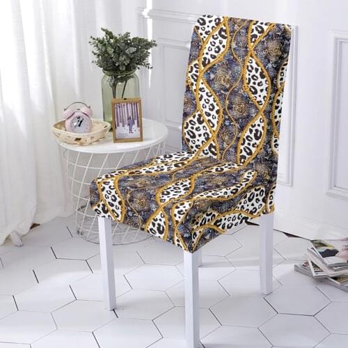 Geometric Universal Size Chair Covers Elastic Stretch Dining Seat Cover Anti-dirty Washable For Wedding Restaurant
