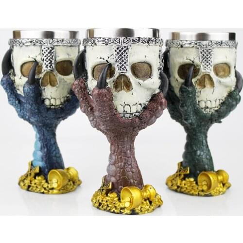Gothic Wine Goblet with Dragon Claw Decoration Retro Resin&Stainless Steel Wine Goblet BEST Halloween Gifts Bar Drinkware
