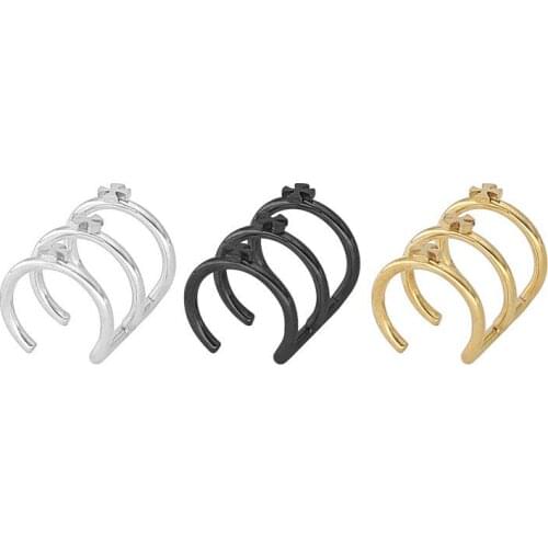 Fashion Classic Stainless Steel Cuffs Clip Earrings For Women Girls Simple Style Geometric No Ear Hole Jewelry Gifts 2 Pieces