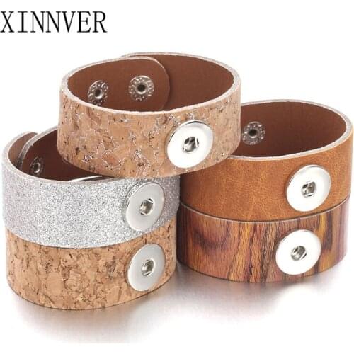 5 Colors Snap Leather Bracelet Bangles 18mm Retro Snap Button Charms Jewelry For Women Valentines Day Gift ZG511