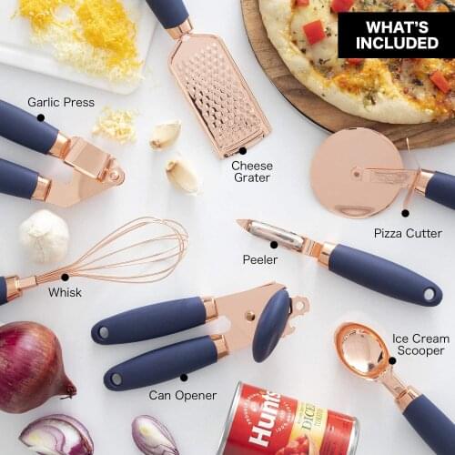 Cookware Kitchenware Set Stainless Steel Ceramic Handle Pizza Cheese Garlic Press Grater Whisk Plastic Handle Kitchen Tool