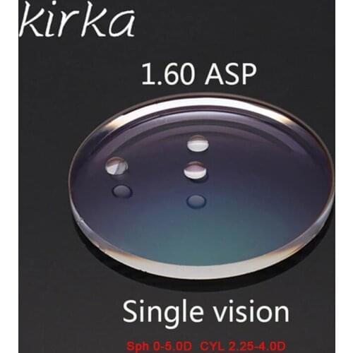 Kirka 1.60 Index Prescription Glasses Myopia Lens CYL 2.25-4.0D Scratch Resistant Aspheric Optical Lens Men/Women Glasses Lenses