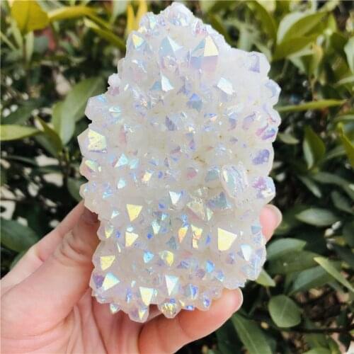 Wholesale White Angel Aura Quartz Point Electroplated Crystal Cluster
