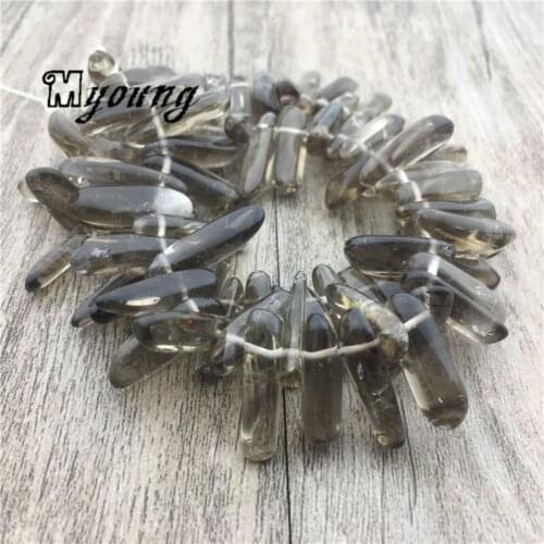 Wholesale Polished Brown Crystal Spike Point Beads, Genuine Quartz Stick Smoky Quartzs Gem Stone Necklace Accessories, MY1739