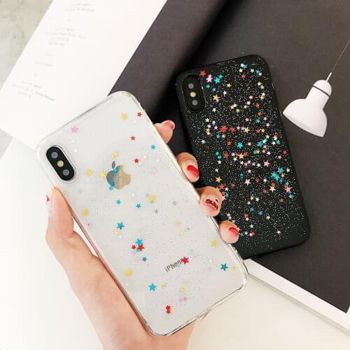 PEIPENG Glitter Star Soft TPU Phone Cases For iphone X XS Max XR 8 7 6 6S Plus Bling Shimmering Powder Transparent Case Cover